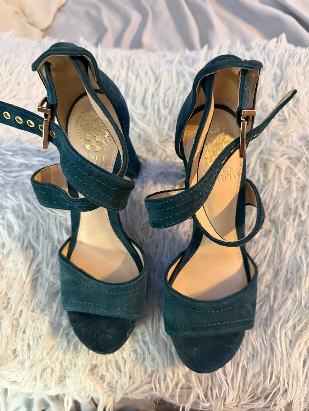 Vince Camuto Teal Suede Platform Sandals